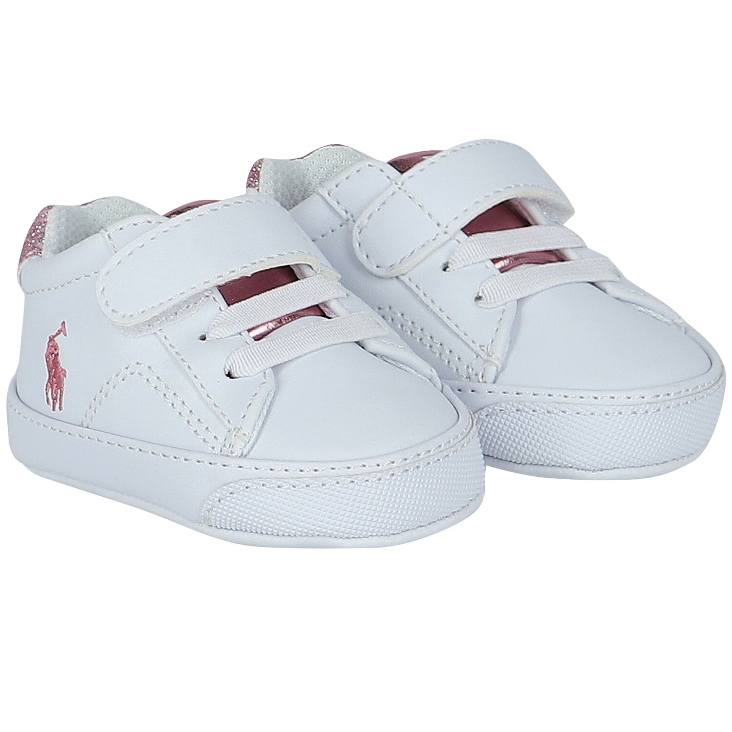 Baby Girls White Logo Pre Walker Shoes, 1, hi-res