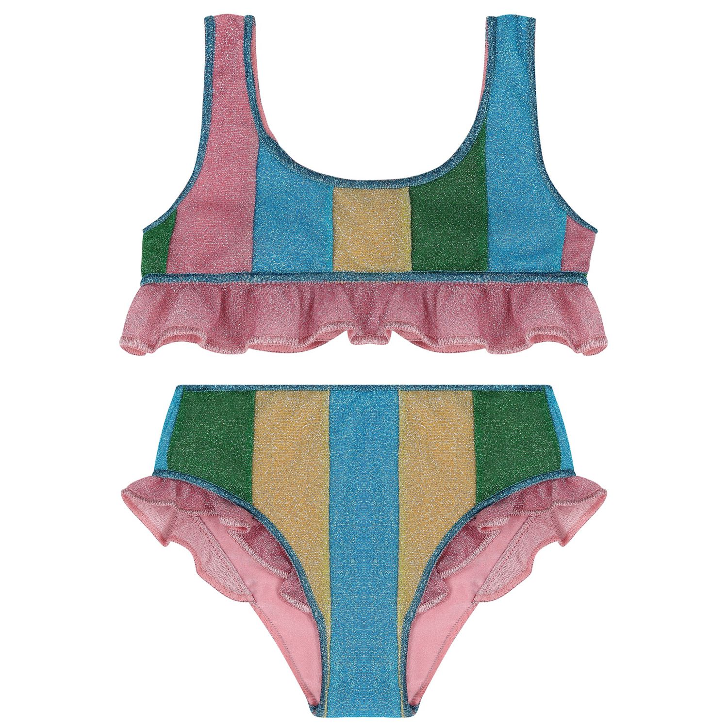 Girls Rainbow Stripe Lumiere Bikini, 1, hi-res image number null