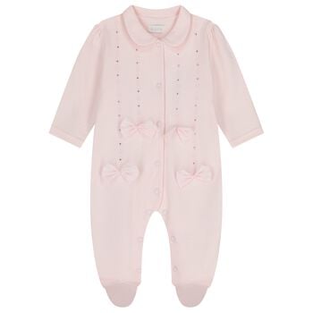 Baby Girls Pink Embellished Babygrow
