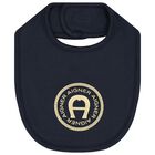 Baby Boys Navy Blue Logo Bib, 2, hi-res