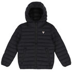 Black Logo Puffer Jacket, 1, hi-res