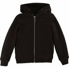 Boys Black Hooded Top, 1, hi-res