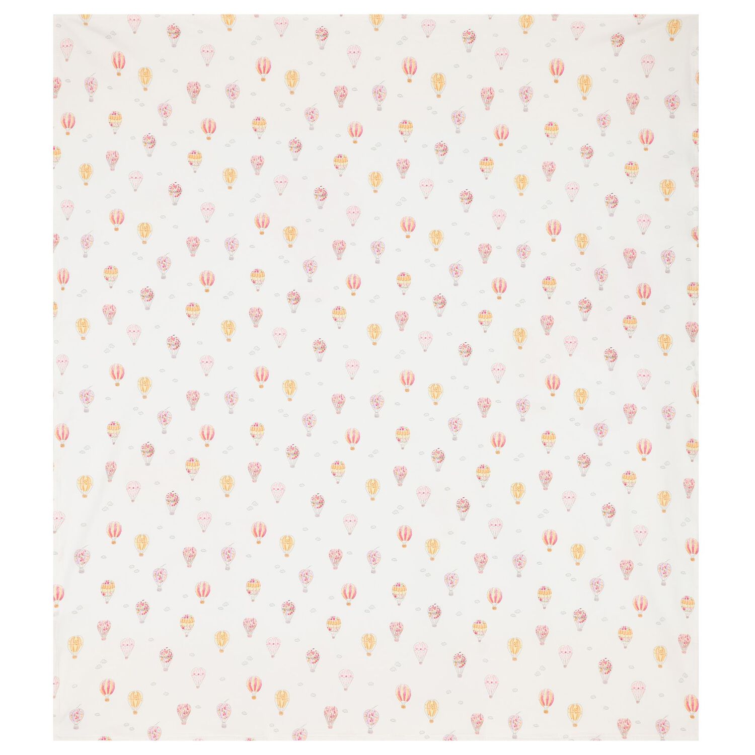 Baby Girls White & Yellow Hot Air Balloon Blanket, 1, hi-res