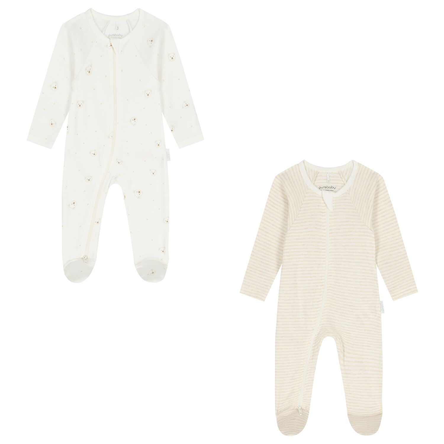White & Beige Babygrows ( 2 Pack ), 6, hi-res image number null
