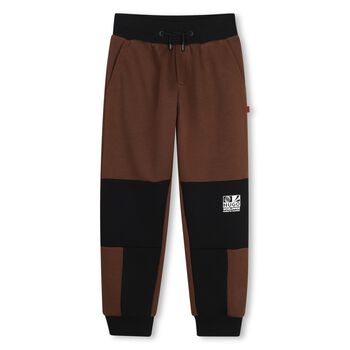 Boys Brown & Black Logo Joggers
