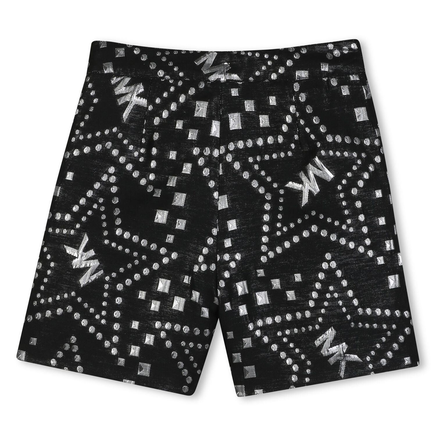 Girls Black & Silver Logo Jacquard Shorts, 1, hi-res