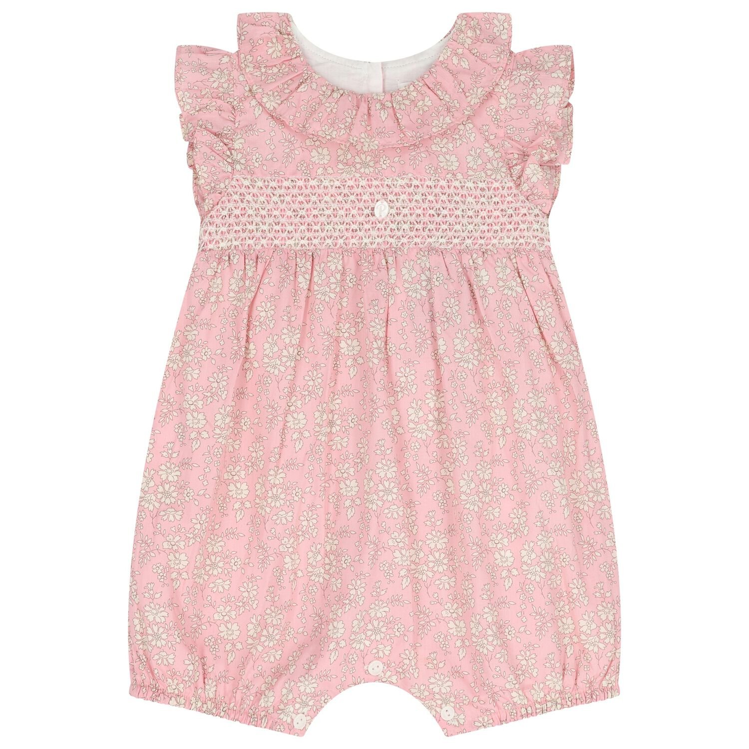 Baby Girls Pink Floral Romper, 1, hi-res