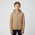 Boys Beige Logo Hooded Zip Up Top, 2, hi-res