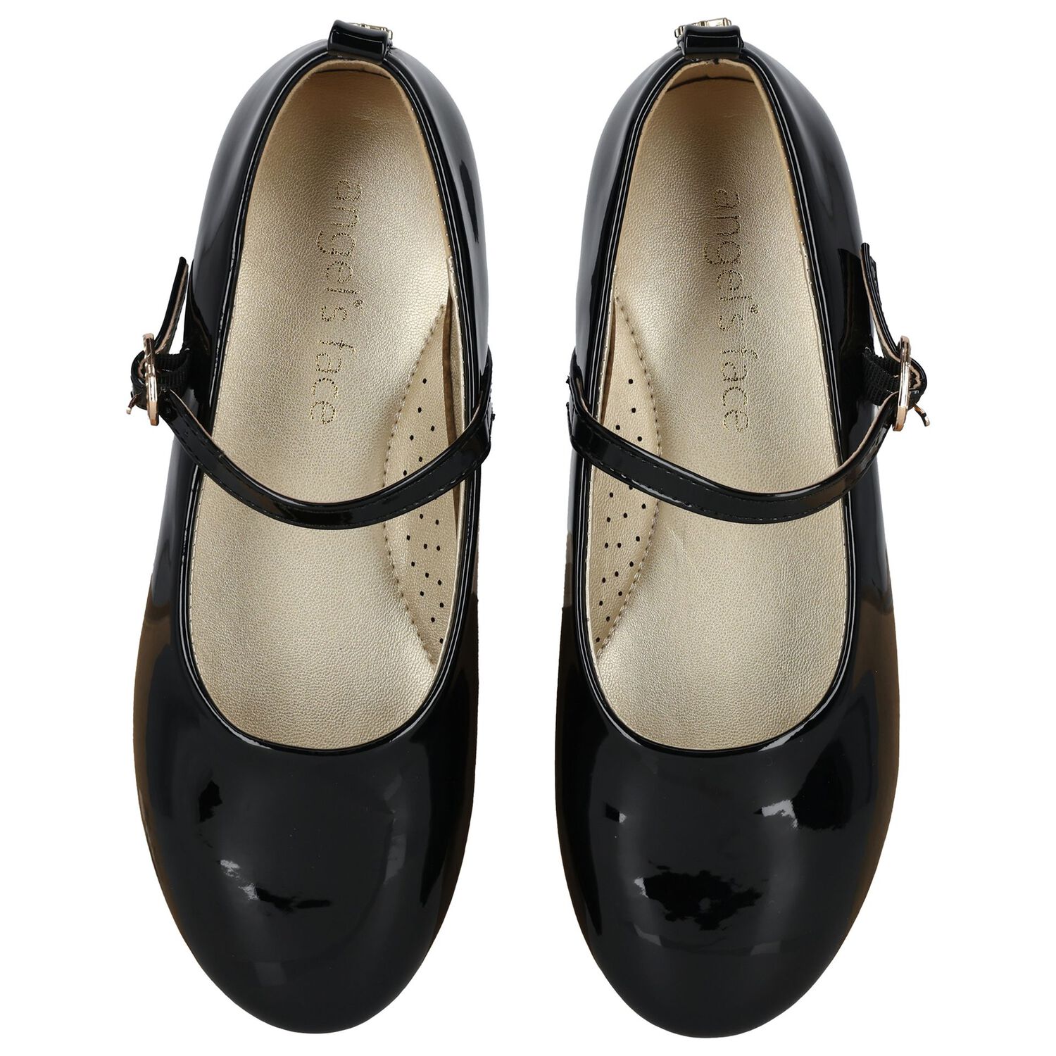 Girls Black Logo Patent Leather Shoes, 1, hi-res