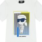 Boys White Ikonik Karl Logo T-Shirt, 1, hi-res