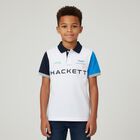 تيشيرت بولو بالشعار باللون الابيض والرمادي للاولاد, 1, hi-res