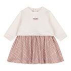 فستان بنات بالشعار باللون الوردى والعاجى , 1, hi-res