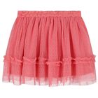 Girls Ivory & Pink Floral Tulle Skirt Set, 3, hi-res