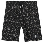 Boys Black Logo Shorts, 1, hi-res