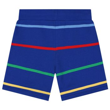 Boys Blue Logo Striped Shorts