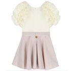 فستان بنات باللون الابيض و الوردي , 1, hi-res