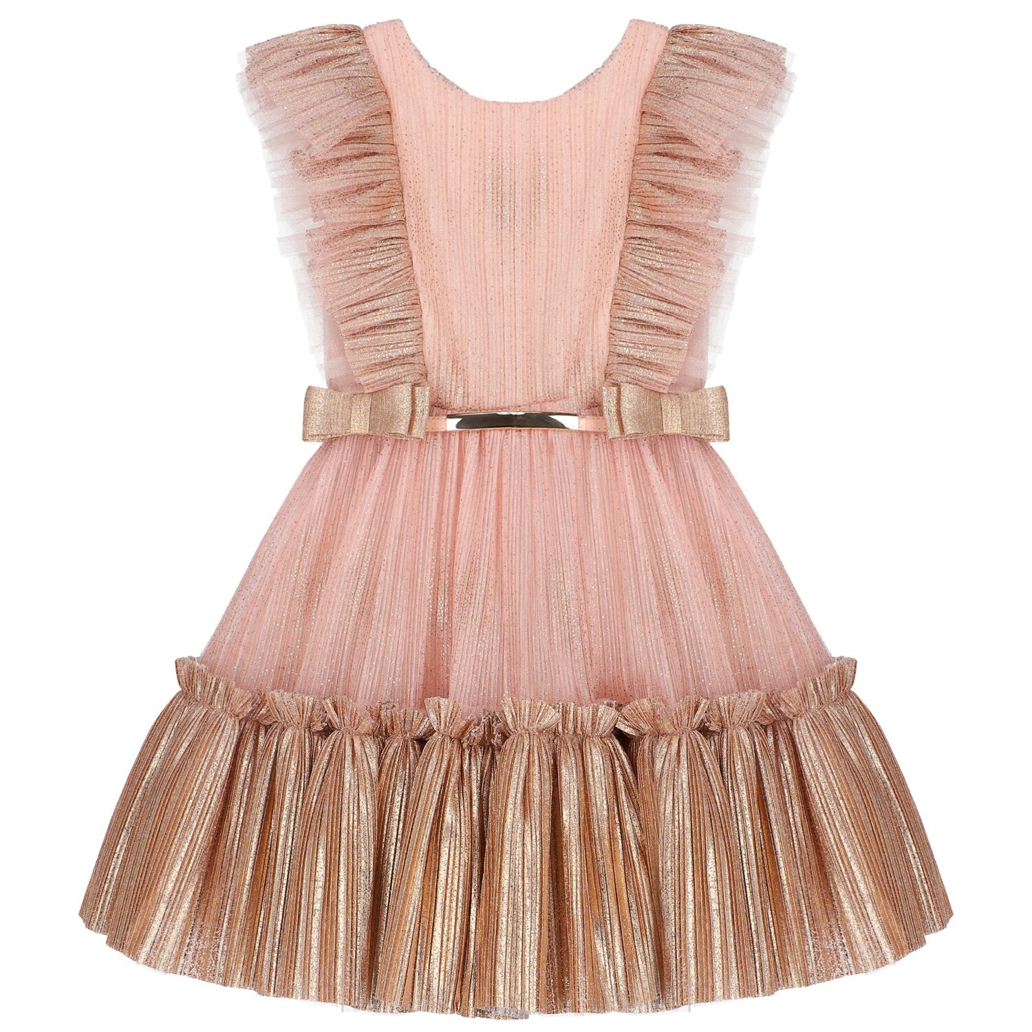 Girls Pink Tulle Ruffled Dress, 1, hi-res image number null