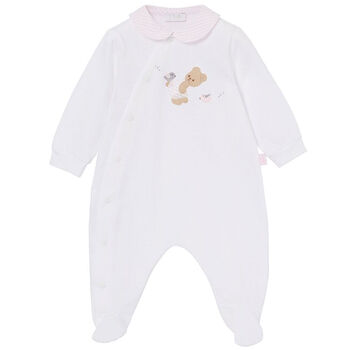 Girls White & Pink Babygrow