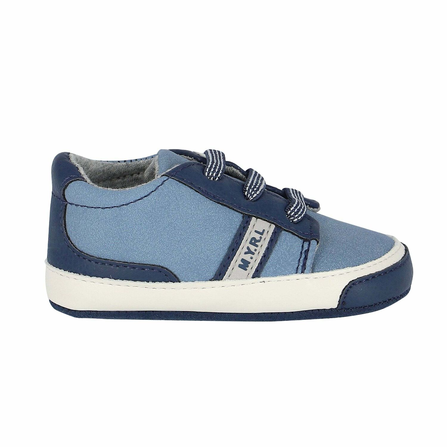 Baby Boys Blue & White Logo Pre Walker Shoes, 1, hi-res
