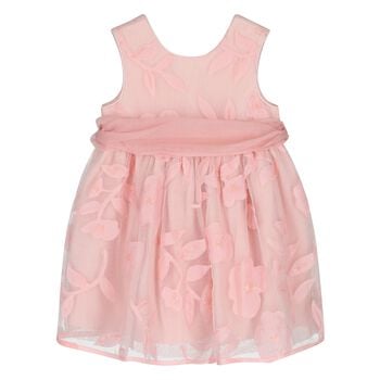 Younger Girls Pink Cut-Out Flowers Dress