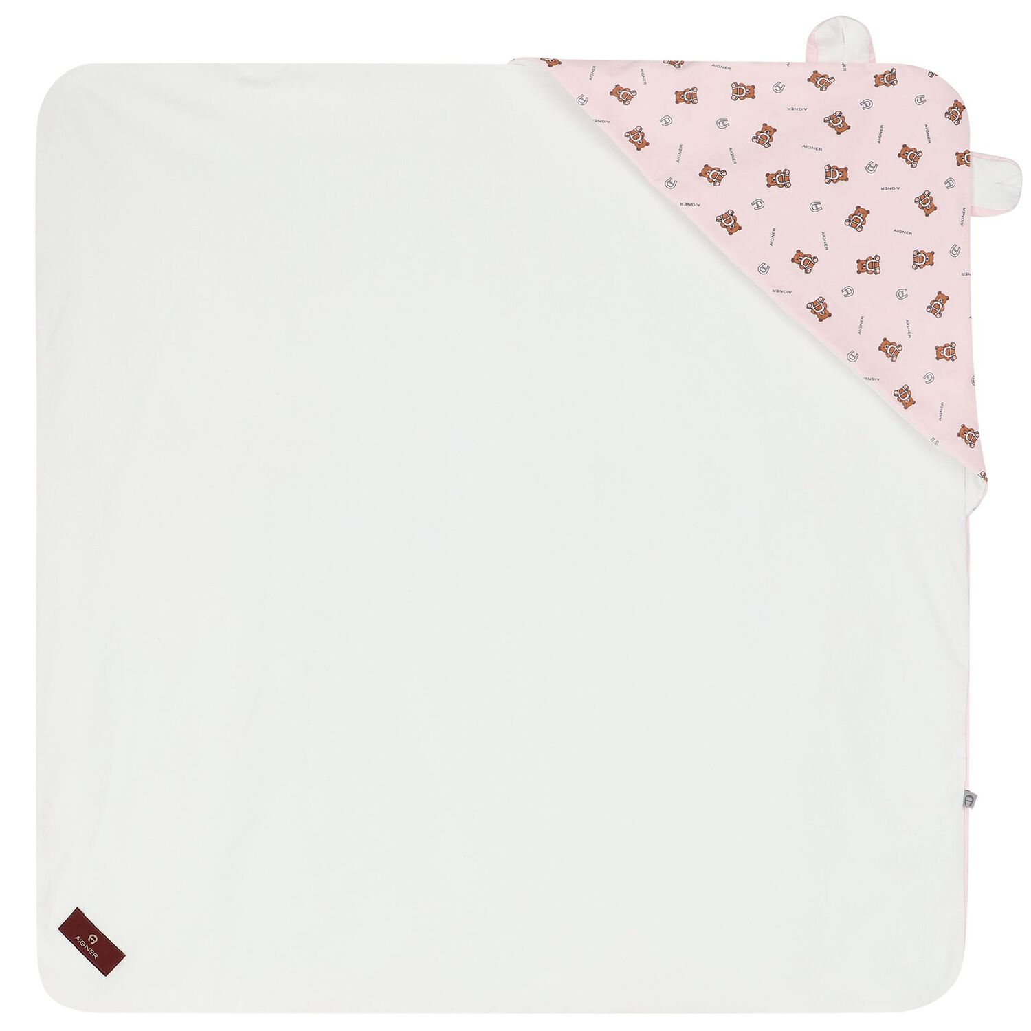 طقم بنات أفرول بالشعار باللون الأبيض والوردي, 1, hi-res