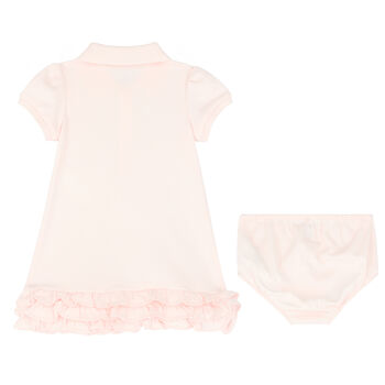 Baby Girls Pink Logo Polo Dress Set