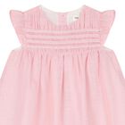 Baby Girls Pink Shirred Dress, 1, hi-res