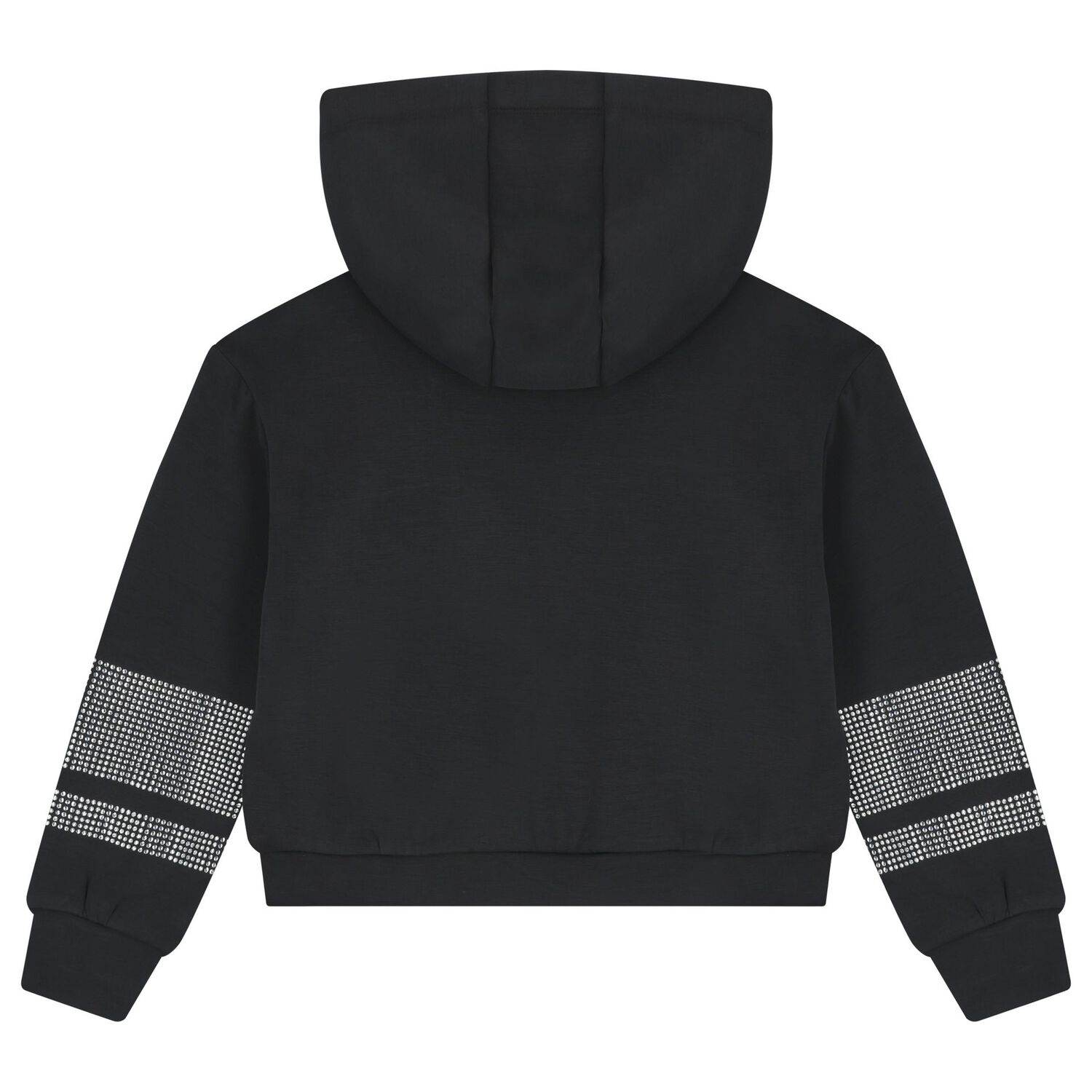 Girls Black Logo Embellished Hooded Top, 1, hi-res
