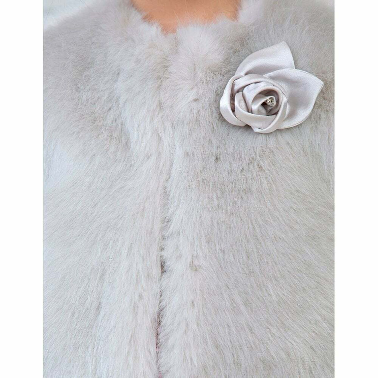 Girls Grey Faux Fur Gilet, 1, hi-res