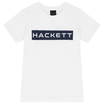 Hackett London Boys White Logo T-Shirt, 2 Boys White Logo T-Shirt