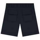 Boys Navy Blue Logo Shorts, 1, hi-res
