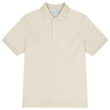 Boys Beige Logo Polo Shirt