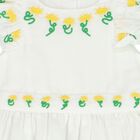 Younger Girls White Embroidered Floral Dress, 1, hi-res