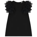 Girls Black Tulle Dress, 5, hi-res