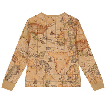 Boys Beige Geo Map Logo Sweatshirt