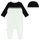 Baby Boys White & Black Logo Babygrow Set, 1, hi-res