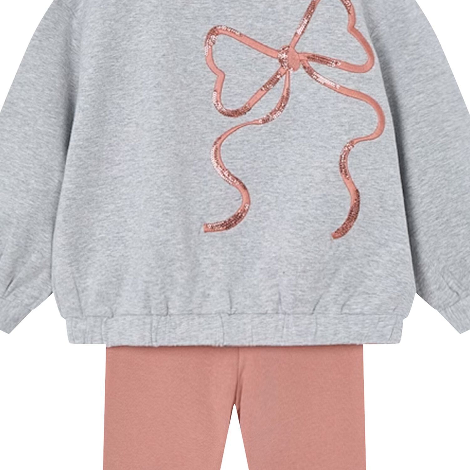 Girls Grey & Pink Bow Leggings Set, 3, hi-res