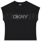 تيشيرت بنات بالشعار باللون الأسود, 1, hi-res