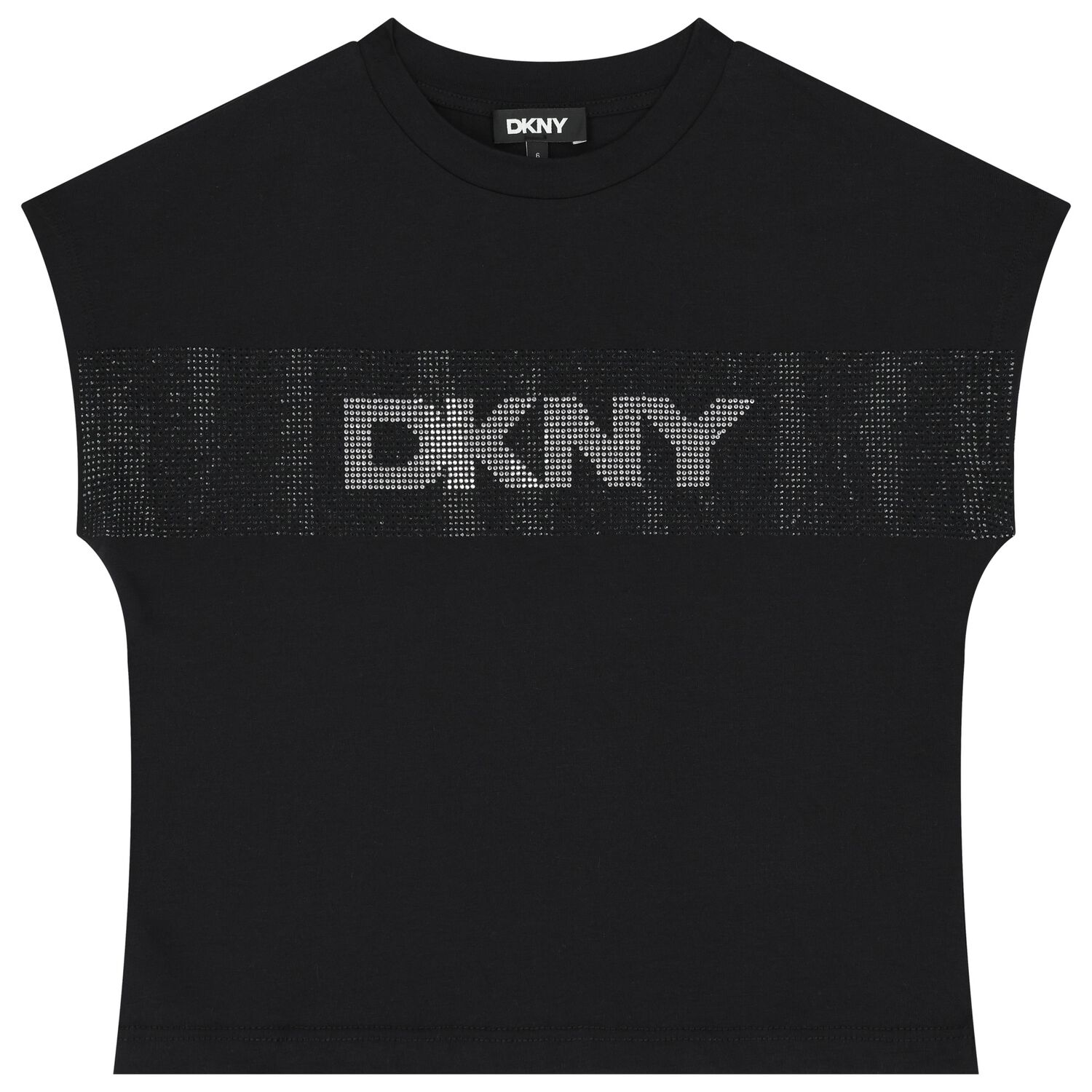 تيشيرت بنات بالشعار باللون الأسود, 1, hi-res