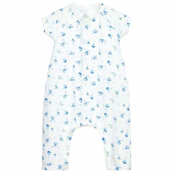 Baby Boys White & Blue Sail Boats Shortie