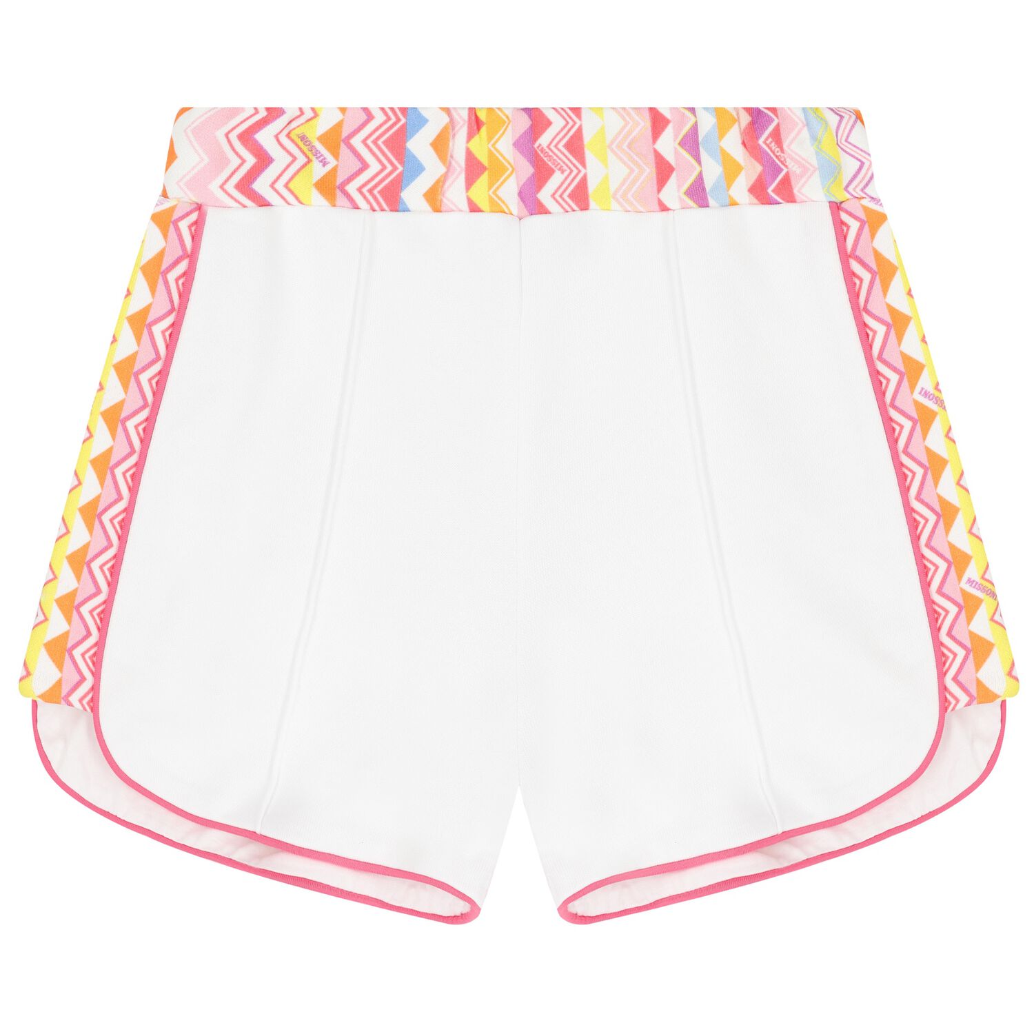 Girls White Zigzag Shorts, 1, hi-res image number null