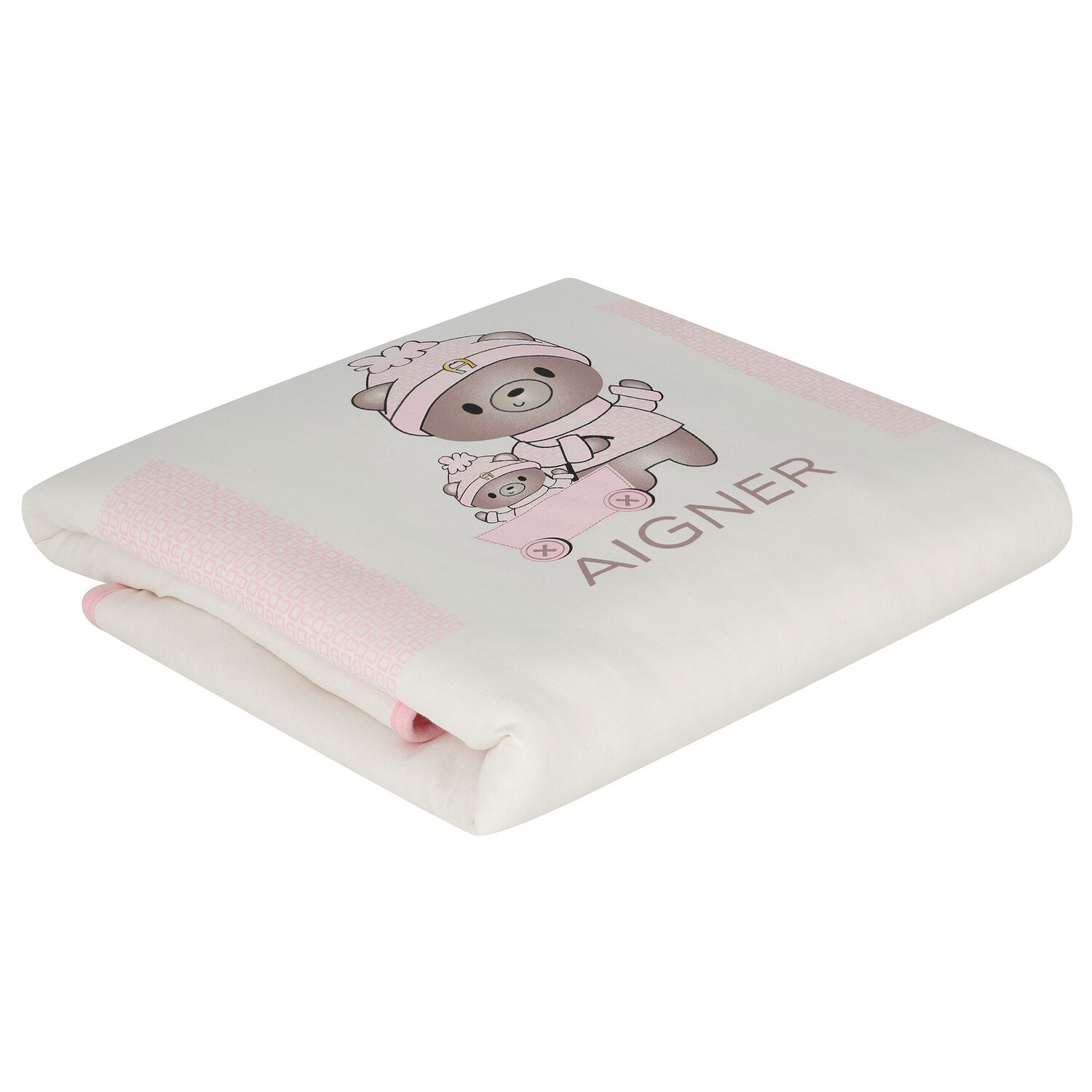 Baby Girls Pink & White Logo Blanket, 3, hi-res