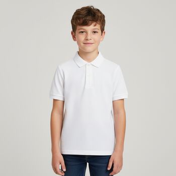 Boys White Logo Polo Shirt