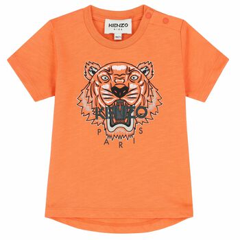 Younger Boys Orange Tiger Logo T-Shirt