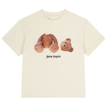 Girls Ivory Teddy Bear Logo T-Shirt