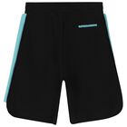 Boys Black & Aqua Logo Shorts, 1, hi-res