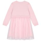 Girls Pink Logo Tulle Dress, 3, hi-res