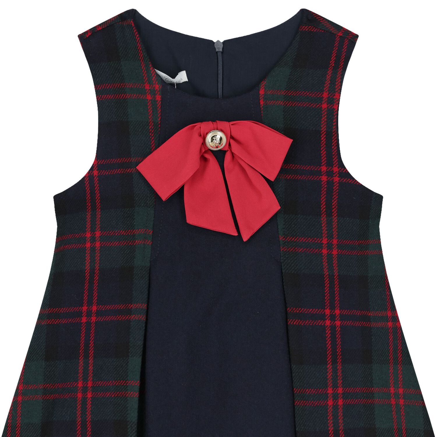 فستان بنات تارتان باللون الكحلي و الأخضر, 1, hi-res image number null