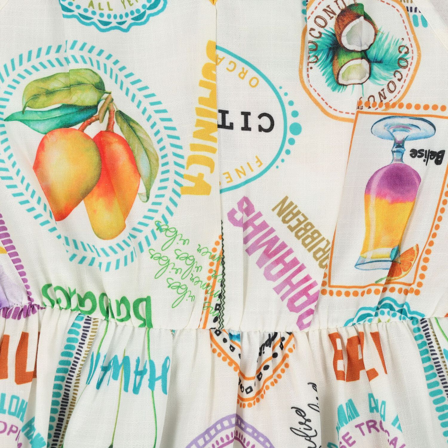 Girls Ivory Fruits Dress, 2, hi-res