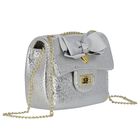 Girls Silver Bow Handbag, 1, hi-res